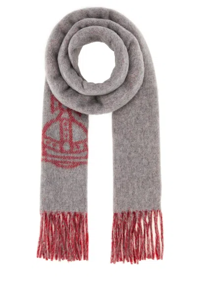 Vivienne Westwood Wool Scarf Fringe Detail Graphic Print In Multi
