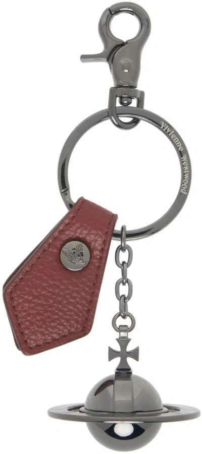 Vivienne Westwood Gunmetal 3d Orb Keychain In Aw24-h407