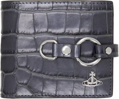 Vivienne Westwood Gunmetal Bondage Billfold Wallet In Ss25-n405