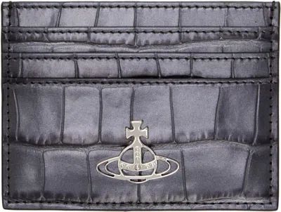 Vivienne Westwood Gunmetal Flat Card Holder In Ss25-n405