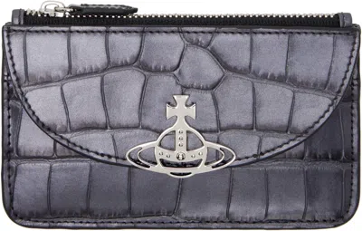 Vivienne Westwood Gunmetal Half Moon Card Holder In Ss25-n405