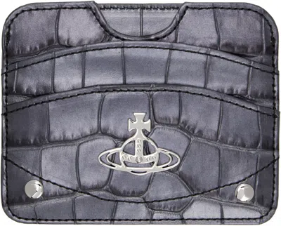 Vivienne Westwood Gunmetal Half Moon Flat Card Holder In Ss25-n405