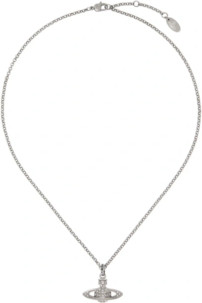 Vivienne Westwood Gunmetal Mini Bas Relief Pendant Necklace In Ruthenium