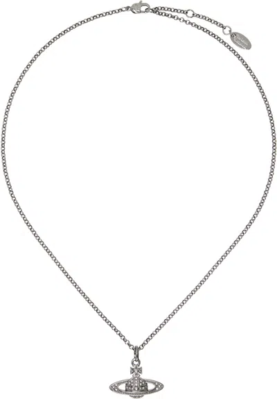 Vivienne Westwood Gunmetal Mini Bas Relief Pendant Necklace In Metallic