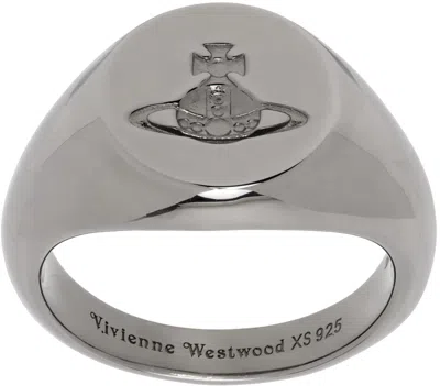 Vivienne Westwood Gunmetal Sigillo Ring In Gray