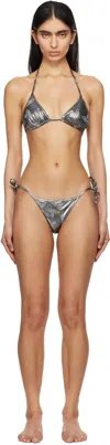 Vivienne Westwood Triangle Top Bikini With Adjustable Straps And All-over Print In N401 Black