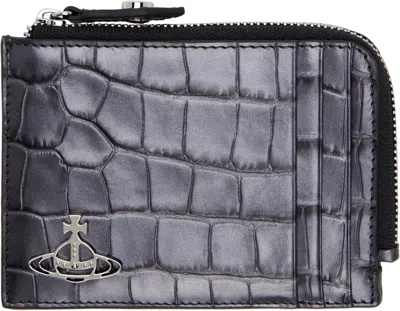 Vivienne Westwood Gunmetal Zip Card Holder In Ss25-n405