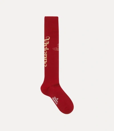 Vivienne Westwood Half Logo High Sock Half Logo Red 9-11 Unisex