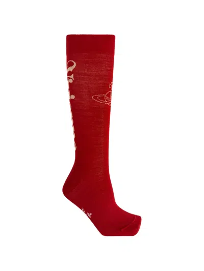 Vivienne Westwood Half Logo Socks In Red