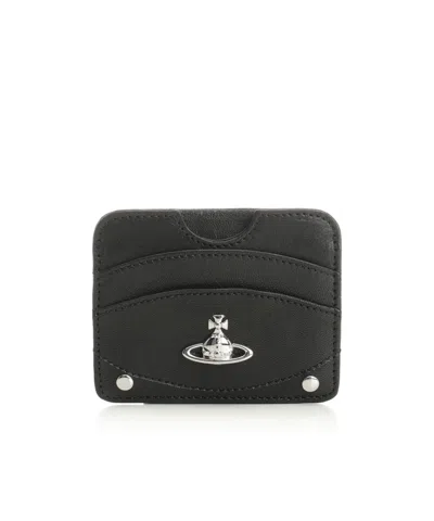 Vivienne Westwood Half Moon Card Holder Flat In Black