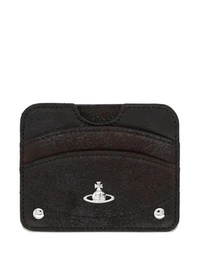 Vivienne Westwood Half Moon Orb-plaque Leather Card Holder In Brown