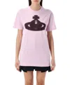 Vivienne Westwood Crew Neck Graphic Print Spray-paint Effect Top In Pink