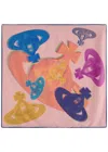Vivienne Westwood Halftone Orbs Printed Silk-satin Scarf In Pink