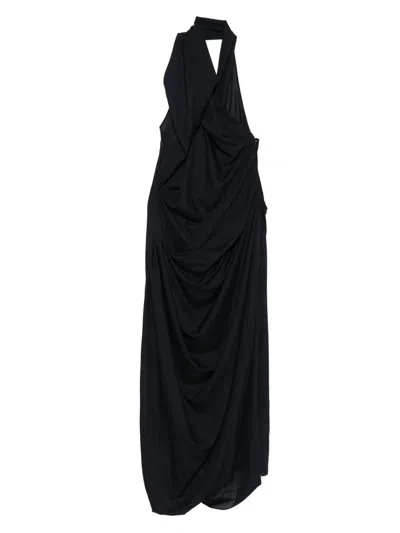 Vivienne Westwood Halter Galatea Dress Wool Gauze Navy Blue 44 Women In Black