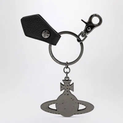 Vivienne Westwood Hammered Metal Orb Keychain In Green