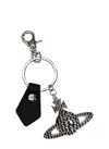 Vivienne Westwood Hammered Orb Keychain In Black