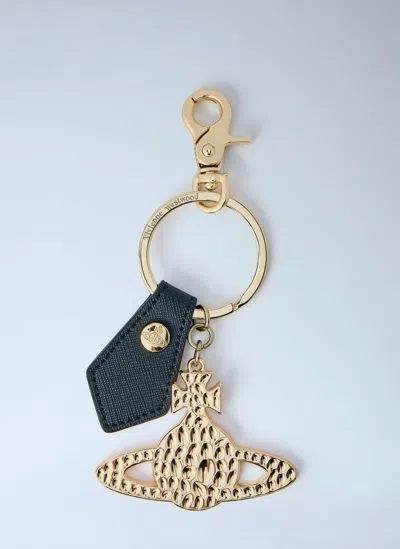 Vivienne Westwood Hammered Orb Keyring In Red