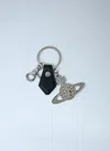 Vivienne Westwood Hammered Orb Keyring In Black
