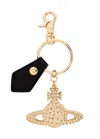Vivienne Westwood Hammered Orb Keyring In Gold