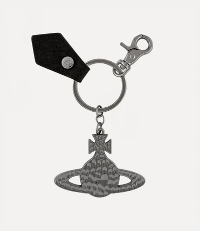 Vivienne Westwood Hammered Orb Keyring Metal Black One Size Unisex