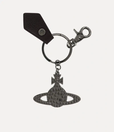 Vivienne Westwood Hammered Orb Keyring Metal Black-pu-grain One Size Unisex