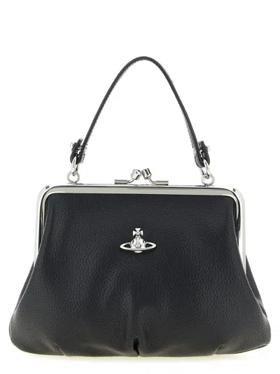 Vivienne Westwood Hammered Pu Frame Top Handle Bag In White