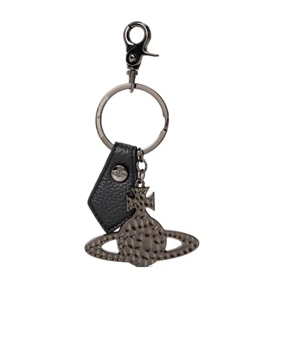 Vivienne Westwood Hammered Spherical Keychain In Black