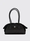 Vivienne Westwood Two-tone Leather And Suede Small Shirley Shoulder Bag In Brown