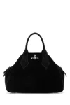 Vivienne Westwood Black Suede Medium Yasmine Handbag In Black
