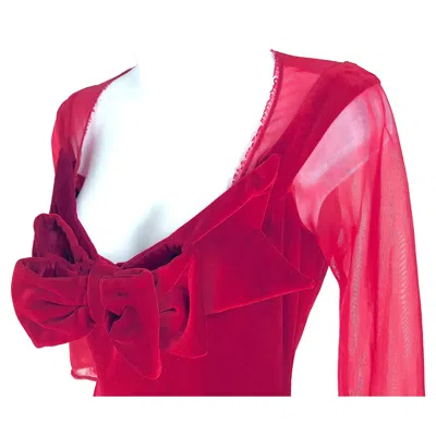 Pre-owned Vivienne Westwood Handcut Moire Corsetstyle Velvet Red Cocktail Dress 1998