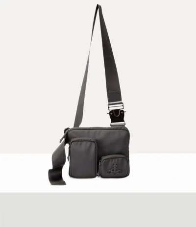 Vivienne Westwood Hanson Multi Pocket Crossbody Coated Fabric Black In Red