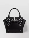 Vivienne Westwood Hardware Silver Structured Shape Top Handles In Black
