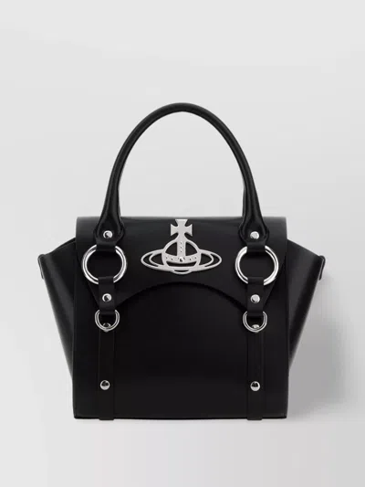 Vivienne Westwood Hardware Silver Structured Shape Top Handles In Black