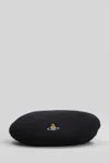 Vivienne Westwood Orb-embroidered Beret In Black
