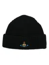 Vivienne Westwood Mens Black Sporty Brand-embroidered Wool Beanie In Black