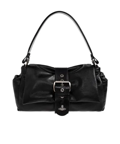 Vivienne Westwood Hazel Buckled Orb-plaque Tote Bag In Black
