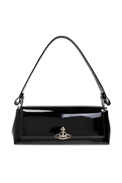 Vivienne Westwood Hazel Logo Plaque Large Shoulder Bag In Black