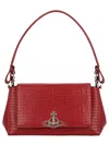 Vivienne Westwood Hazel Medium Red Embossed Croc Shoulder Bag In Burgundy