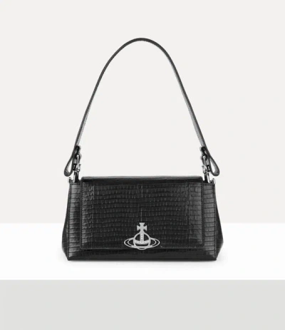 Vivienne Westwood Hazel Medium Handbag Mini Croc-embossed Black