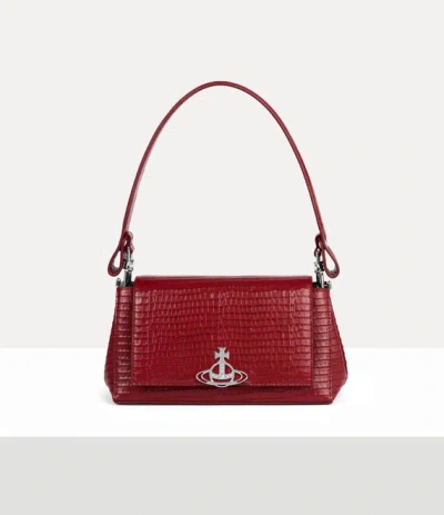 VIVIENNE WESTWOOD HAZEL MEDIUM HANDBAG MINI CROC-EMBOSSED RED