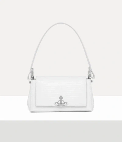 VIVIENNE WESTWOOD HAZEL MEDIUM HANDBAG MINI CROC-EMBOSSED WHITE