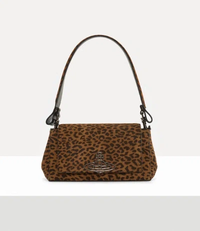 Vivienne Westwood Hazel Medium Handbag Printed Suede Leopard In Brown