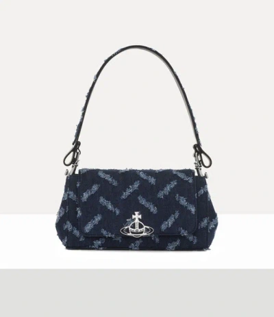 Vivienne Westwood Hazel Medium Handbag Ripped Denim Indigo In Purple