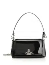 Vivienne Westwood Orb-embellished Patent Leather Shoulder Bag In Black