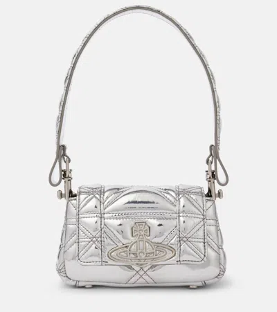 Vivienne Westwood Hazel Orb Small Faux Leather Shoulder Bag In Silver