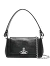 Vivienne Westwood Hazel Medium Black Embossed Croc Shoulder Bag