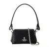 Vivienne Westwood Hazel Small Black Embossed Croc Shoulder Bag In Black