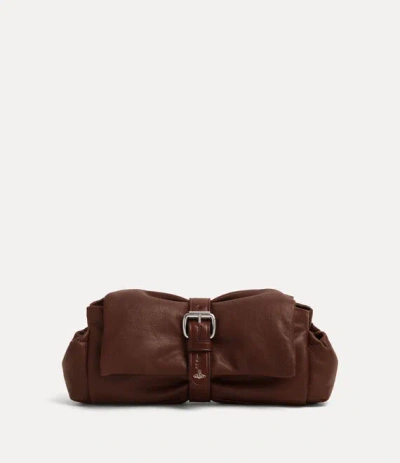 Vivienne Westwood Hazel Treasure Clutch Supple Leather Chestnut In Brown