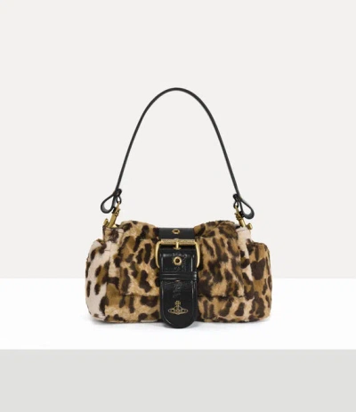 Vivienne Westwood Hazel Treasure Handbag Leopard Print Plush Leopard In Brown