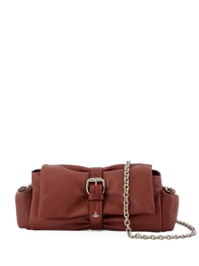 Vivienne Westwood Hazel Treasure Leather Clutch Bag In Brown